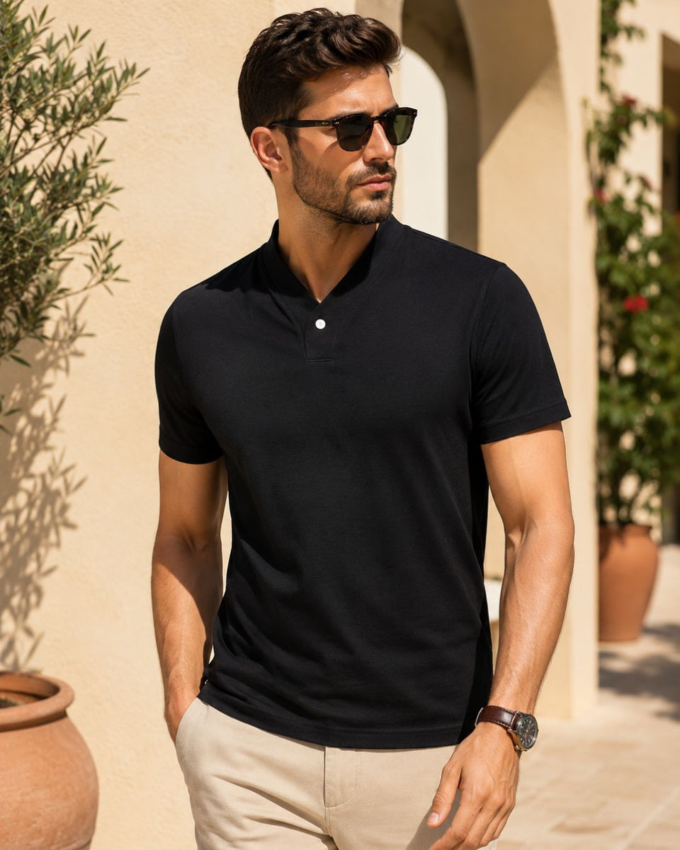 Camiseta Gola Padre Manga Curta Minimalista