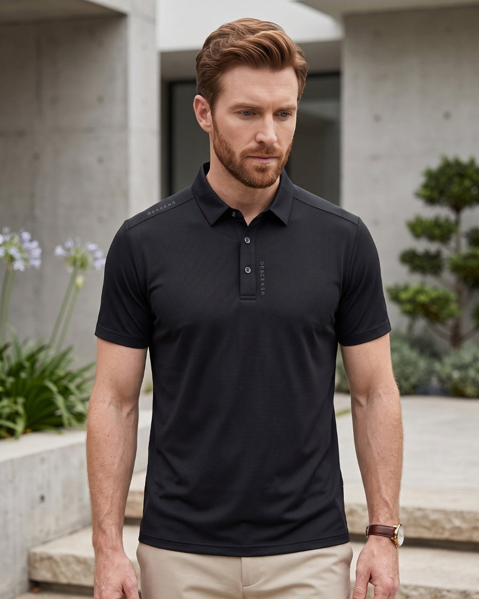 Camisa Polo Manga Curta Bordado Tipográfico Minimalista