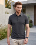 Camisa Polo Manga Curta Trama Texturizada Com Botões