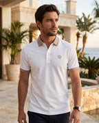 Camisa Polo Manga Curta Gola Contrastante Com Bordado