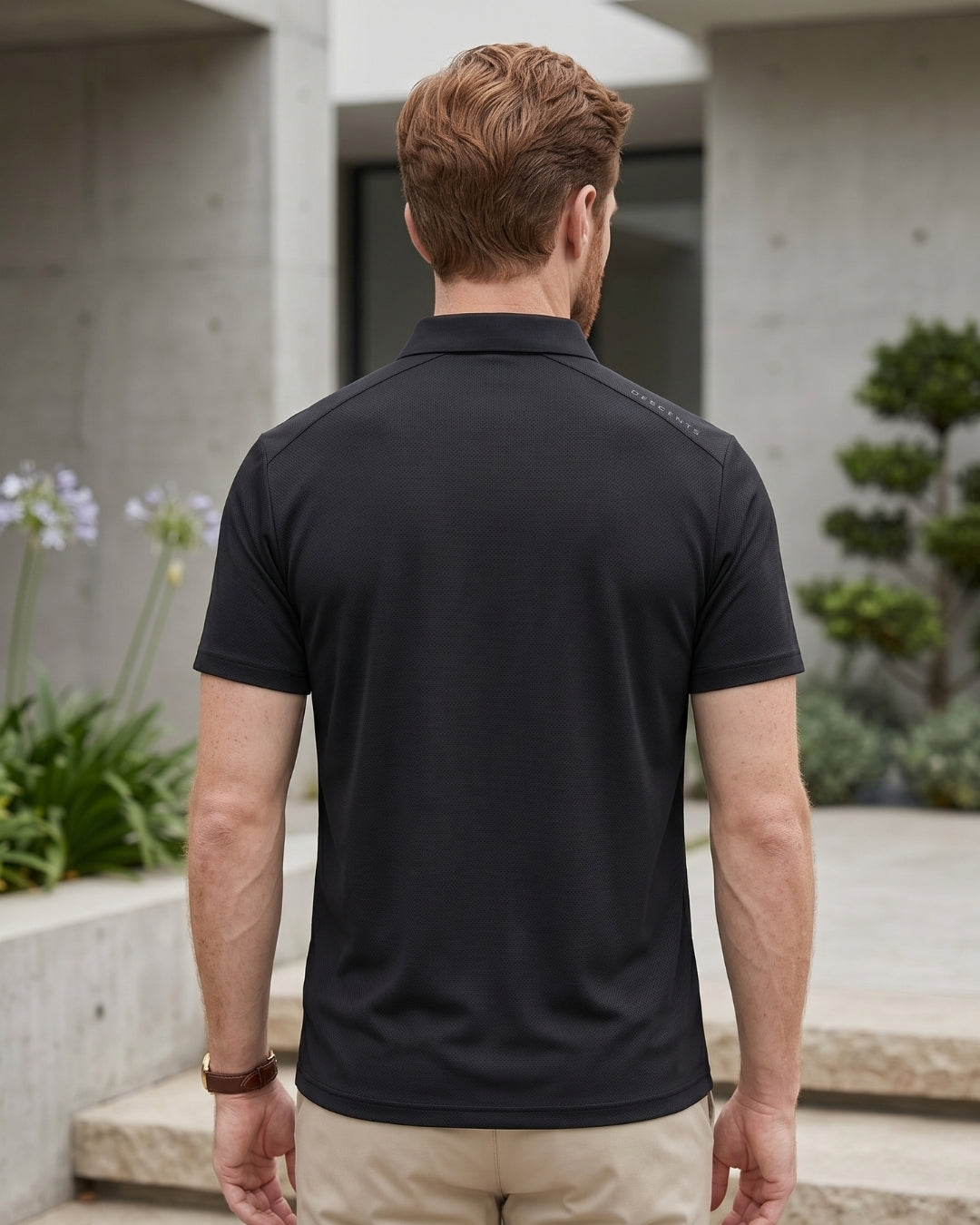 Camisa Polo Manga Curta Bordado Tipográfico Minimalista