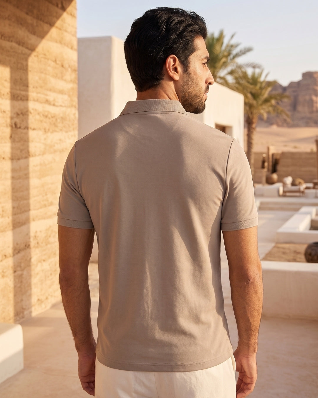 Camisa Polo Manga Curta Canelada Gola Aberta