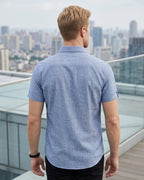 Camisa Manga Curta Textura Linho Com Bolso Frontal