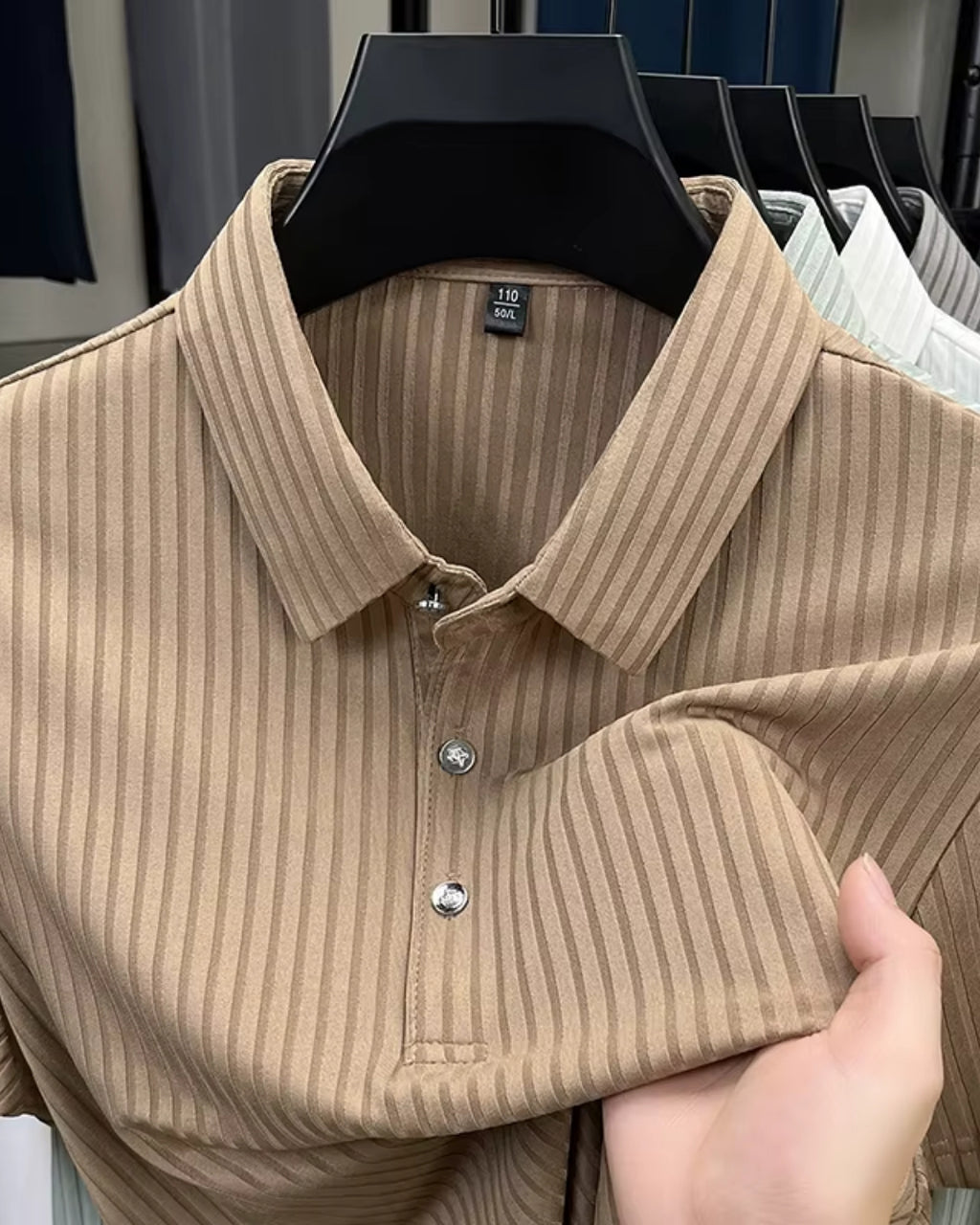 Camisa Polo Manga Curta Texturizada Listrada