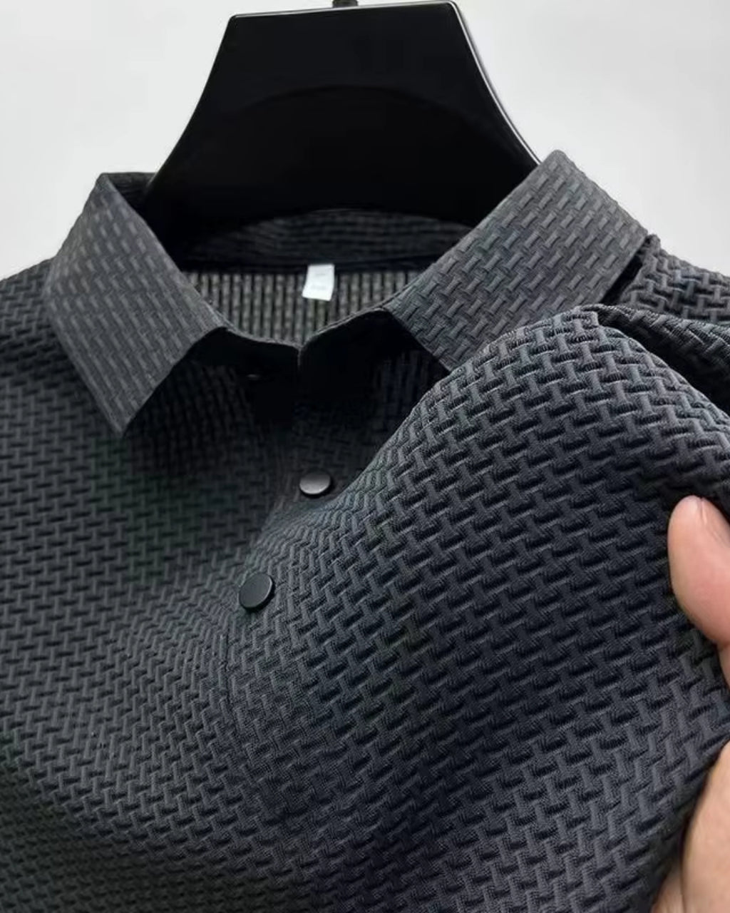 Camisa Polo Manga Curta Trama Texturizada Com Botões