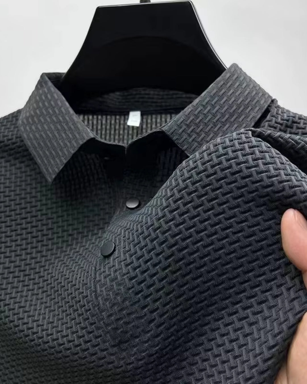 Camisa Polo Manga Curta Trama Texturizada Com Botões