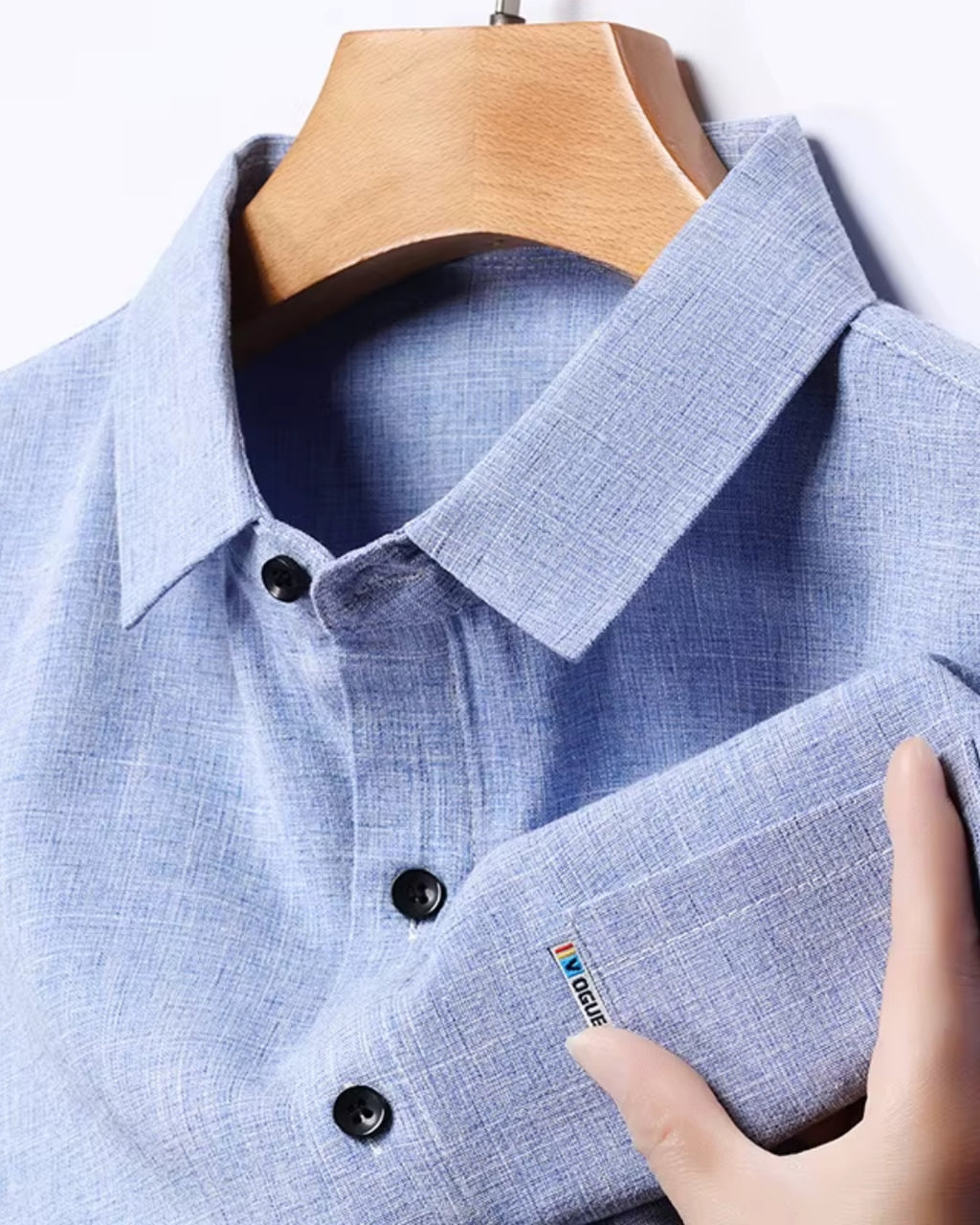 Camisa Manga Curta Textura Linho Com Bolso Frontal