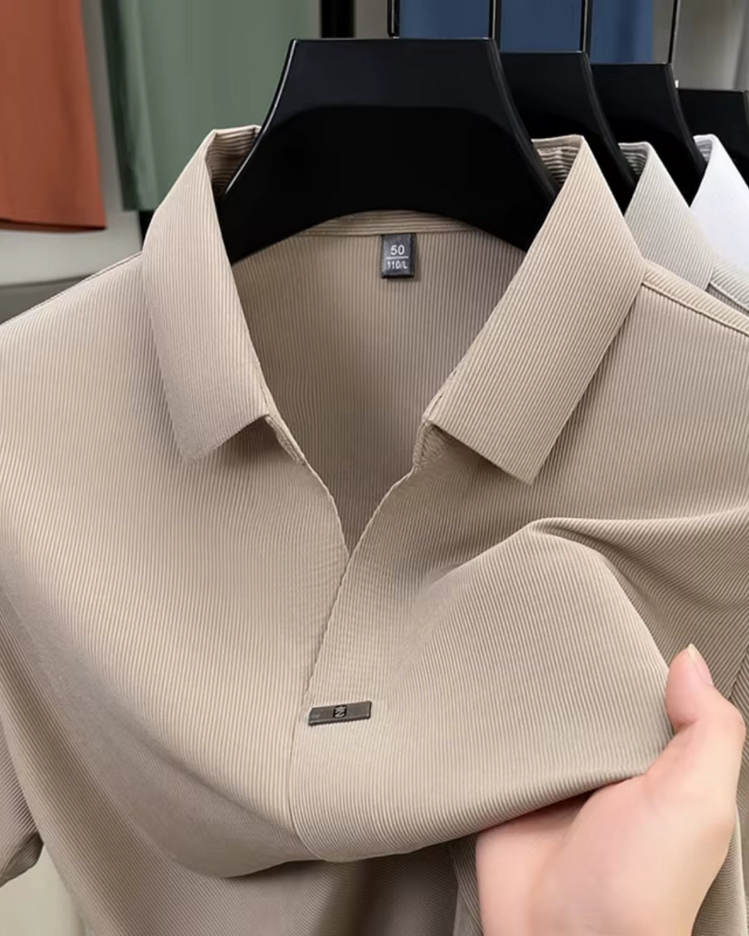 Camisa Polo Manga Curta Canelada Gola Aberta