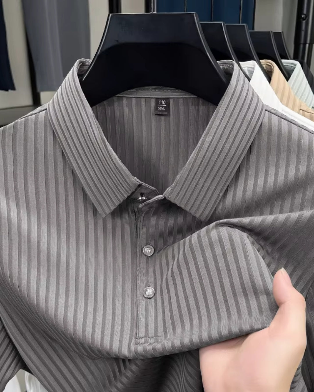 Camisa Polo Manga Curta Texturizada Listrada