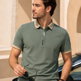 Camisa Polo Manga Curta Gola Contrastante Com Zíper
