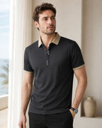 Camisa Polo Manga Curta Gola Contrastante Com Botões