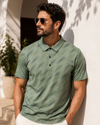 Camisa Polo Manga Curta Texturizada Com Botões
