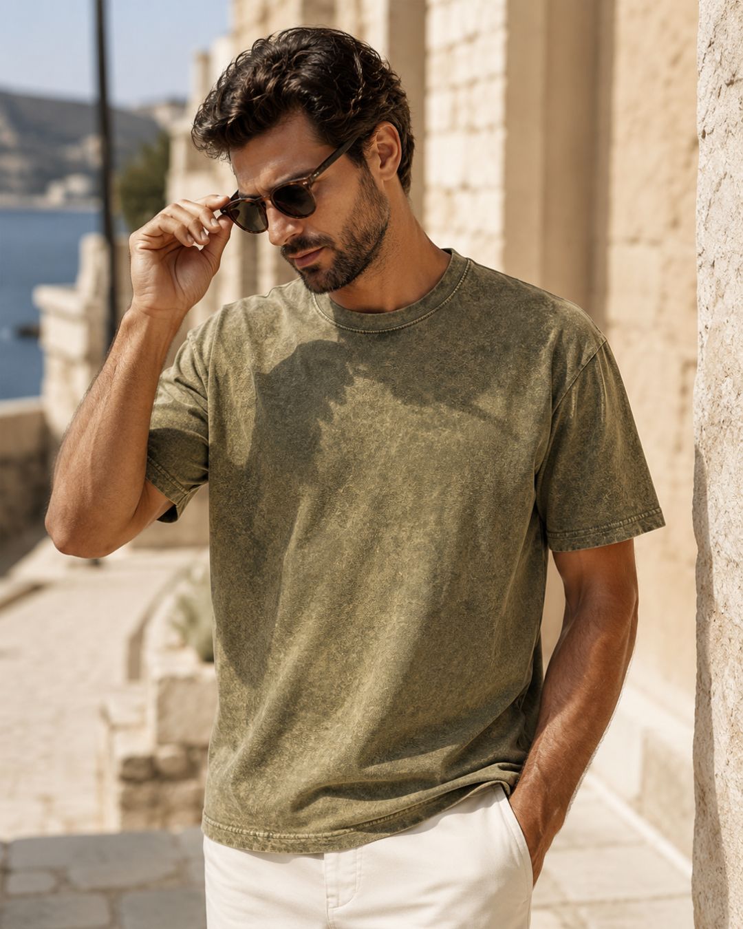 Camiseta Oversized Gola Careca Estilo Marmorizado
