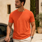 Camiseta Gola Careca Manga Curta Texturizada
