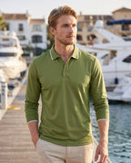 Camisa Polo Manga Longa Gola Contrastante Piquet