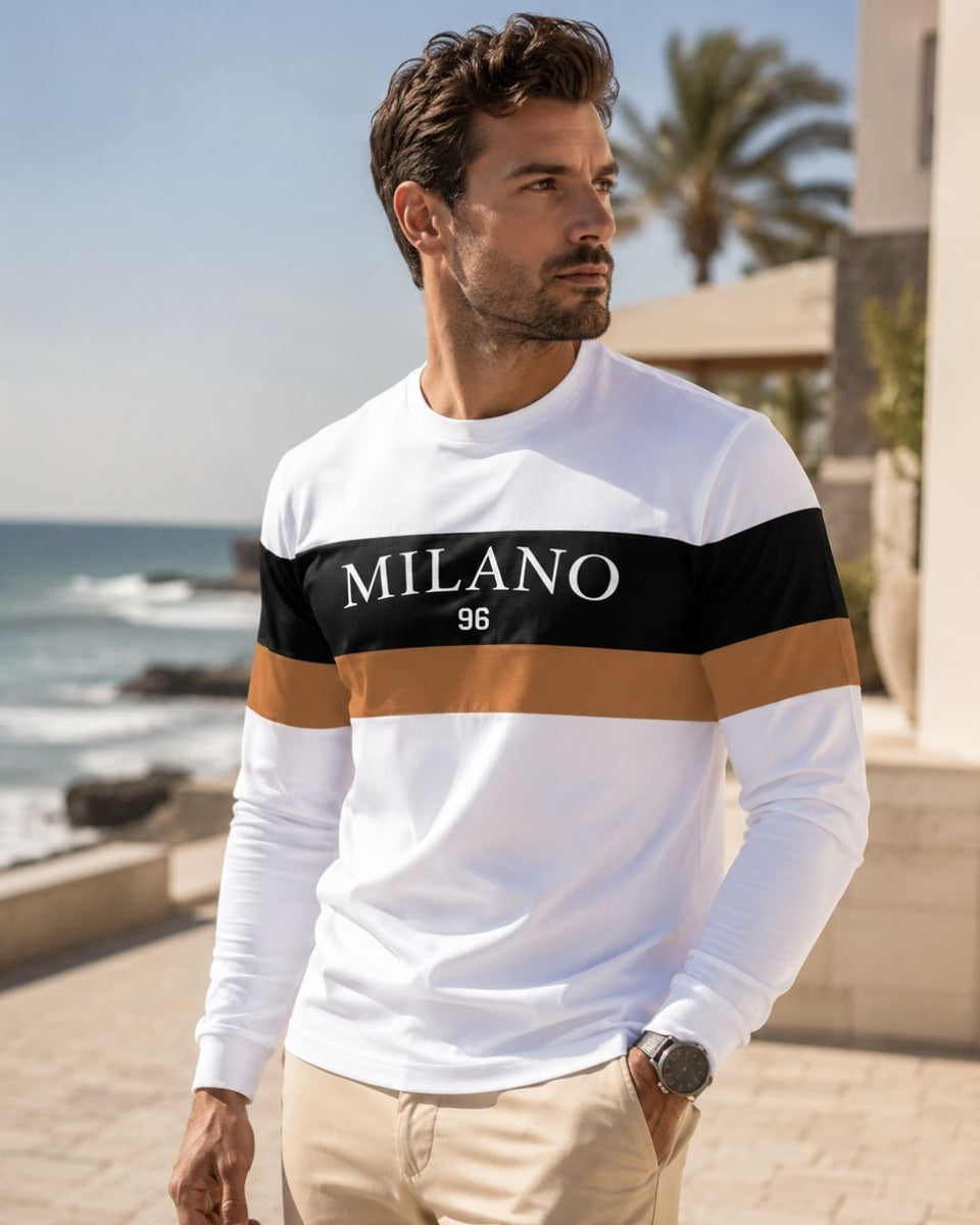 Camiseta Manga Longa Gola Careca Estampa Eletrocardiograma