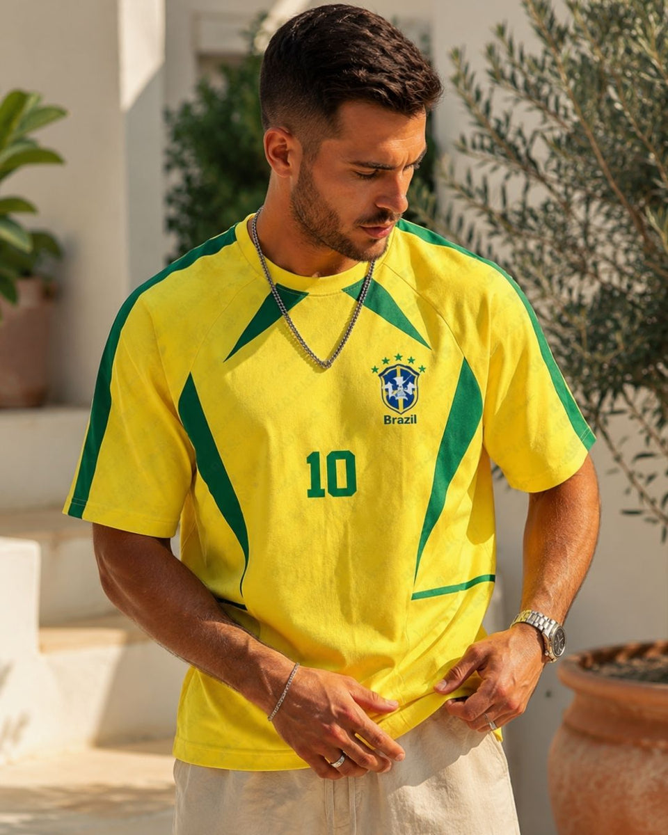 Camiseta Gola Careca Manga Curta Estampa Futebol