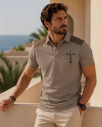 Camisa Polo Manga Curta Estampa Tipográfica