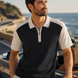Camisa Polo Manga Curta Recorte Bicolor Com Zíper