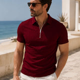 Camiseta Gola Polo Manga Curta Com Zíper Texturizada