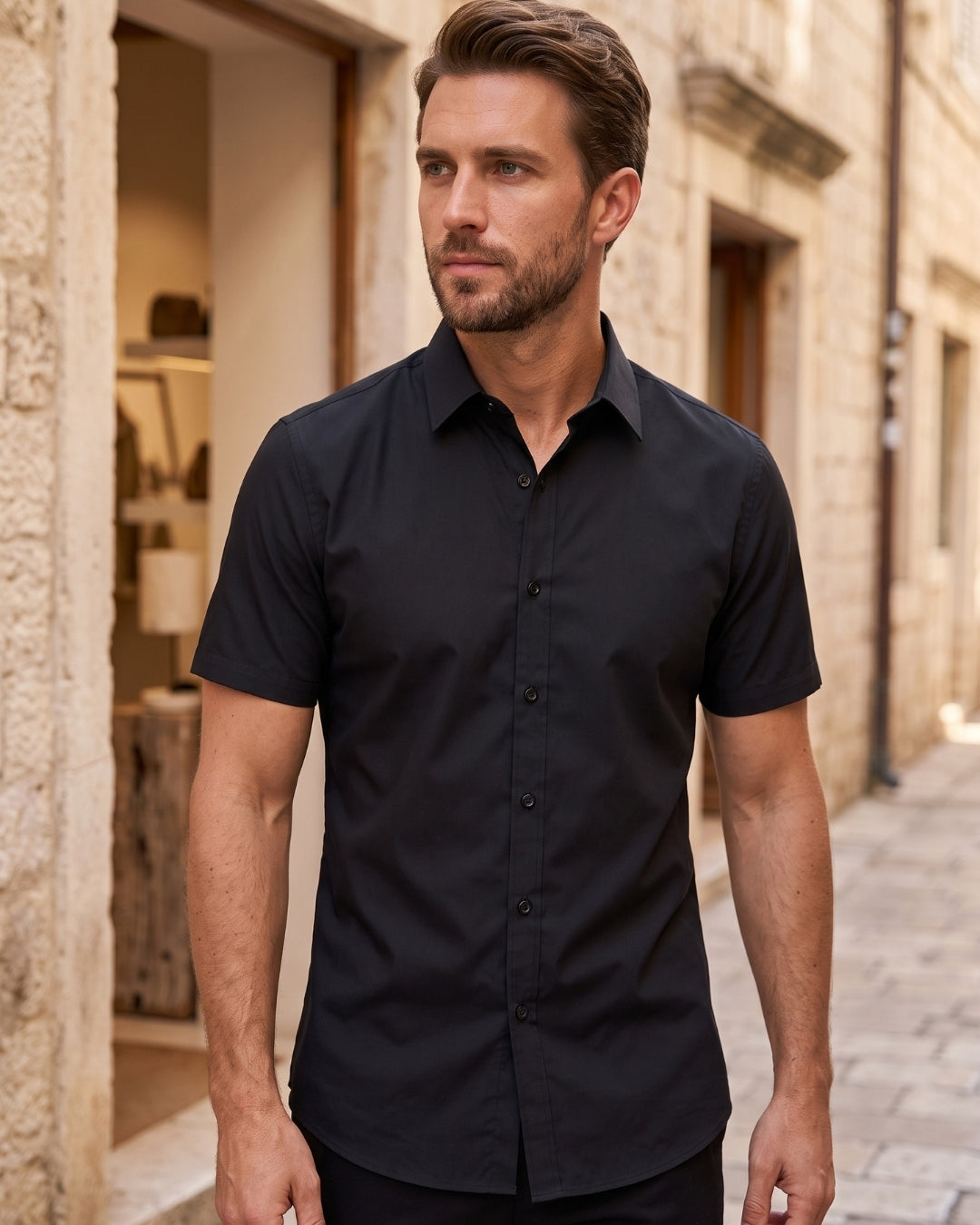 Camisa Manga Curta Social Com Botões