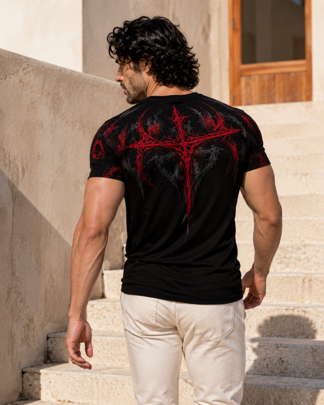 Camiseta Gola Careca Estampa Nas Costas Estilo Street