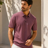 Camisa Polo Manga Curta Textura Canelada Minimalista