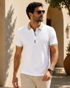 Camisa Polo Manga Curta Textura Piquet Com Zíper