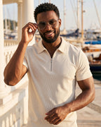 Camisa Polo Manga Curta Com Zíper Metálico Frontal