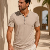 Camiseta Gola Henley Manga Curta