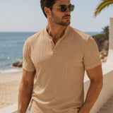 Camiseta Gola Padre Manga Curta Texturizada