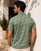 Camisa Polo Manga Curta Texturizada Com Botões