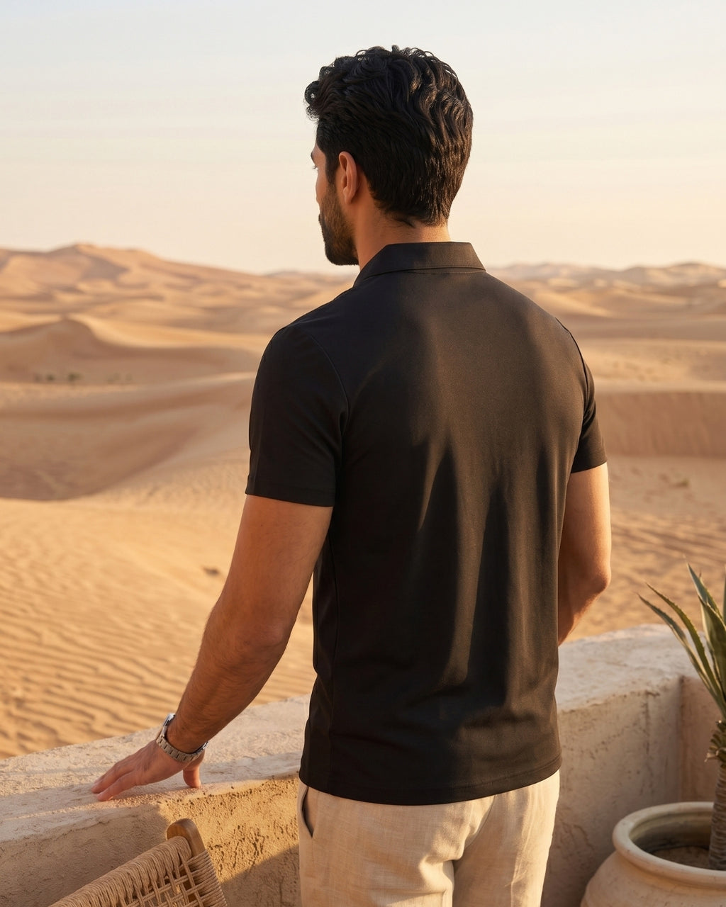 Camisa Polo Manga Curta Com Zíper Frontal Minimalista