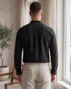 Camisa Gola Henley Manga Longa Com Bolso E Botões