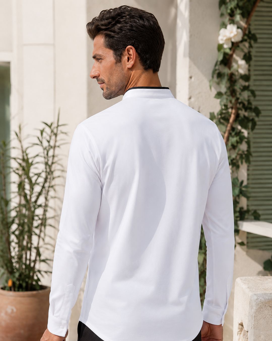 Camiseta Gola Henley Manga Longa Com Bolso Embutido