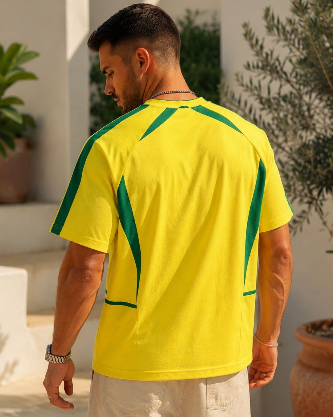 Camiseta Gola Careca Manga Curta Estampa Futebol