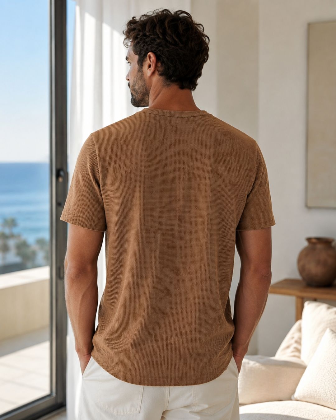 Camiseta Gola Careca Manga Curta Trama Texturizada