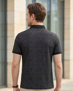 Camisa Polo Manga Curta Estampa Abstrata Com Bordado