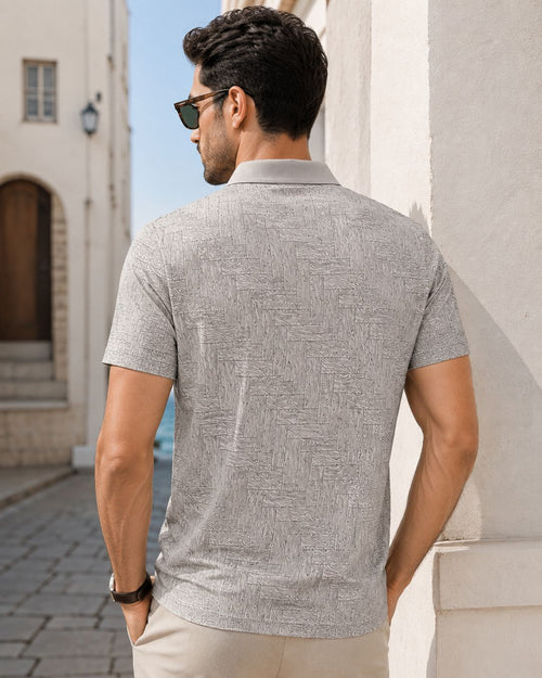 Camisa Polo Manga Curta Estampa Abstrata Minimalista