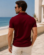 Camiseta Gola Polo Manga Curta Com Zíper Texturizada