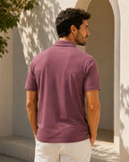 Camisa Polo Manga Curta Textura Canelada Minimalista