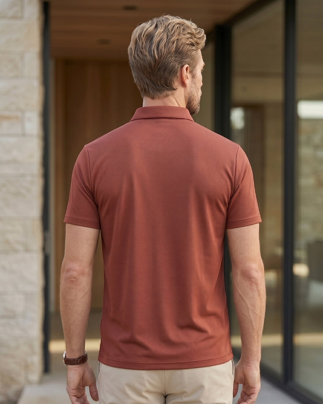 Camisa Polo Manga Curta Bordado Tipográfico Minimalista