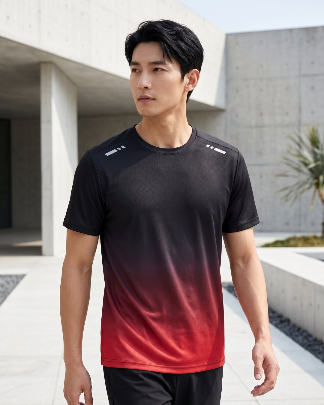 Camiseta Gola Careca Manga Curta Degradê Esportiva