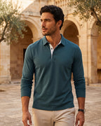 Camisa Polo Manga Longa Piquet Com Botões