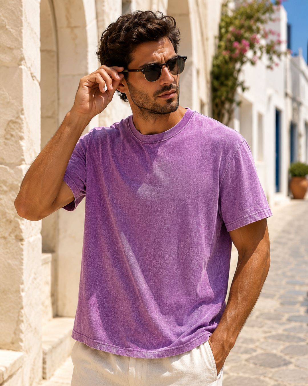 Camiseta Oversized Gola Careca Estilo Marmorizado