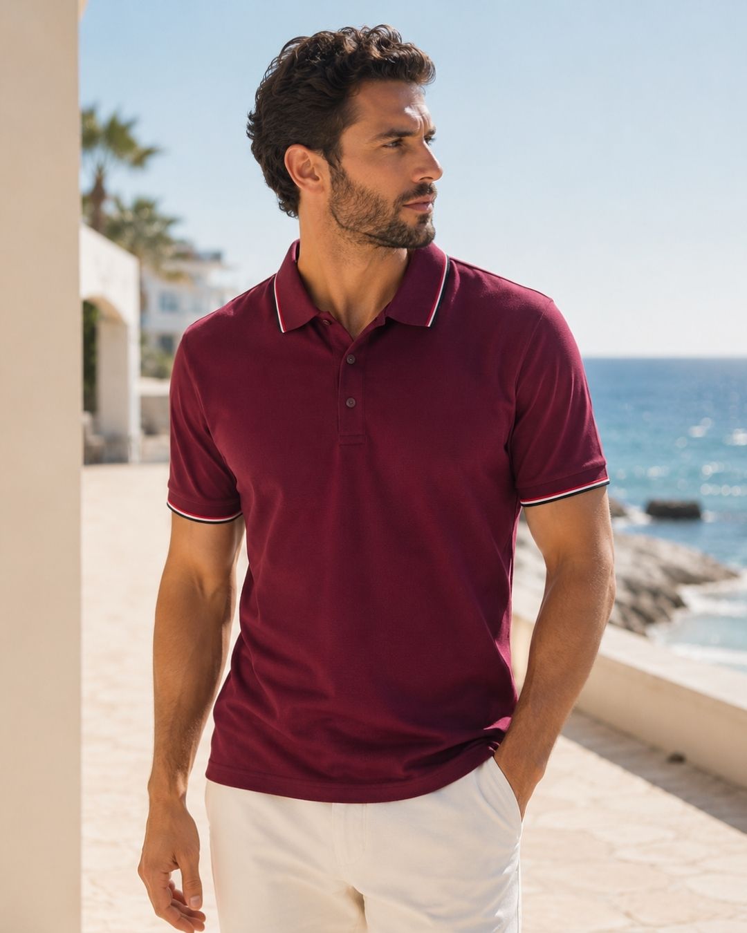 Camisa Polo Manga Curta Piquet Com Bordado Tipográfico