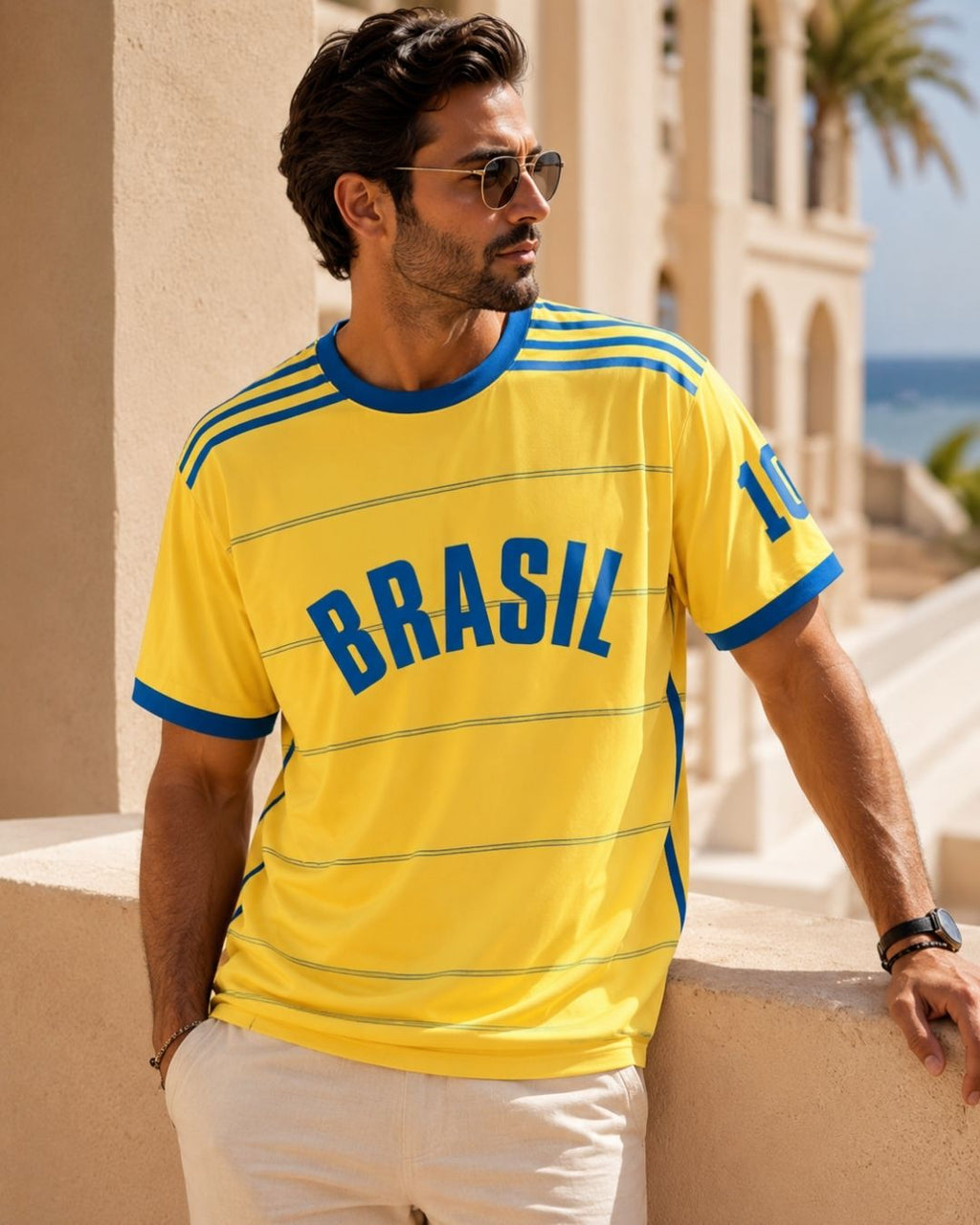 Camiseta Gola Careca Manga Curta Estampa Esportiva