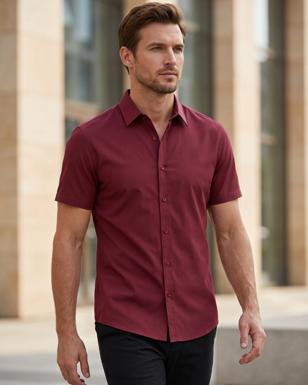 Camisa Manga Curta Social Com Botões