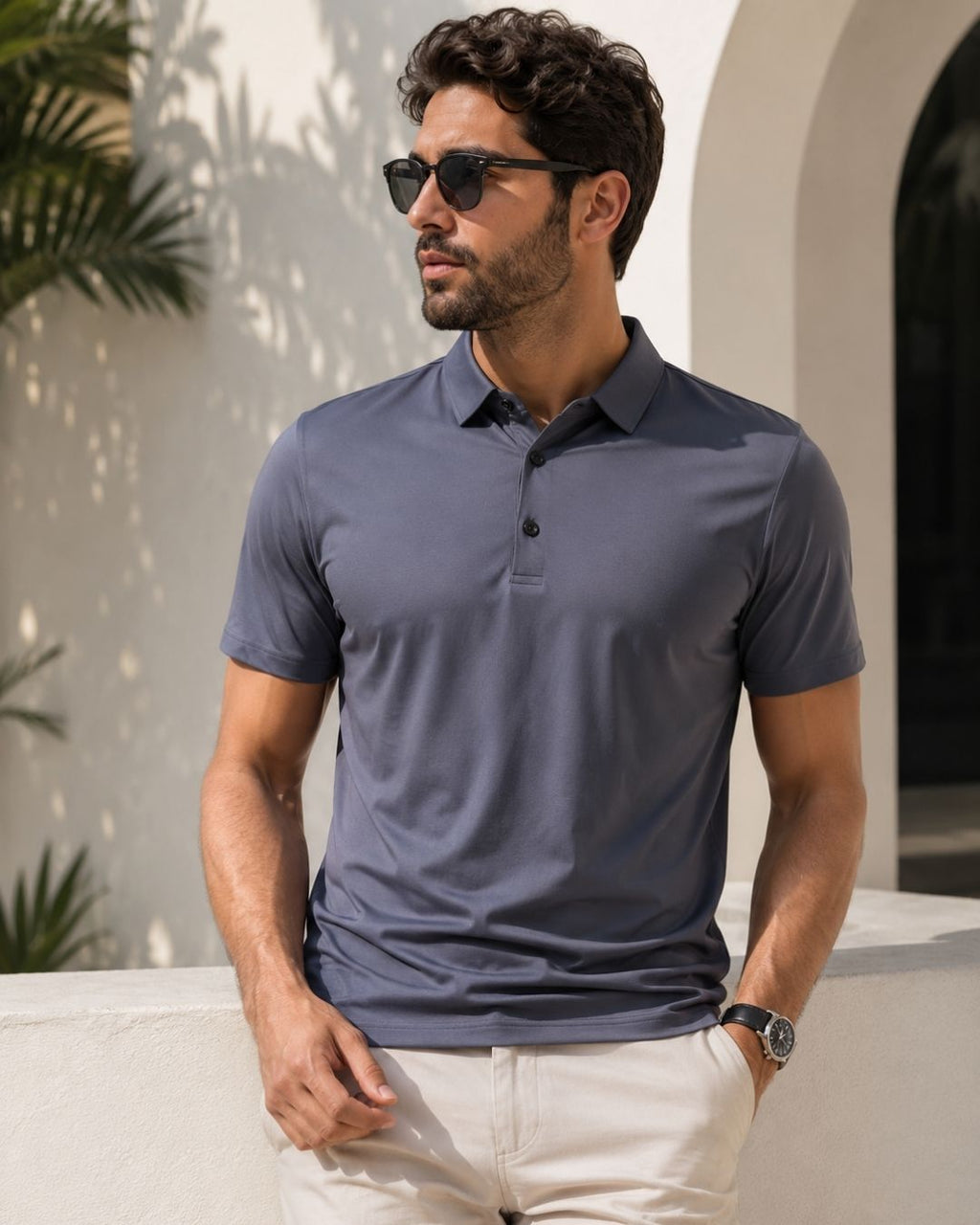 Camisa Polo Manga Com Botões