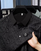 Camisa Polo Manga Curta Estampa Abstrata Com Bordado
